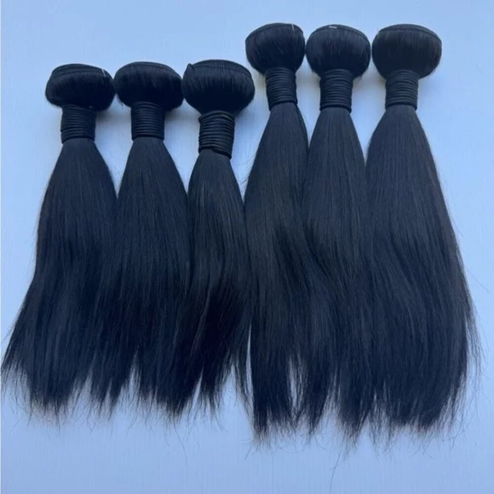 Human hair Blend 10 In & 12 In Bundle Lot Black Straight Hair | 6 pieces lot!
